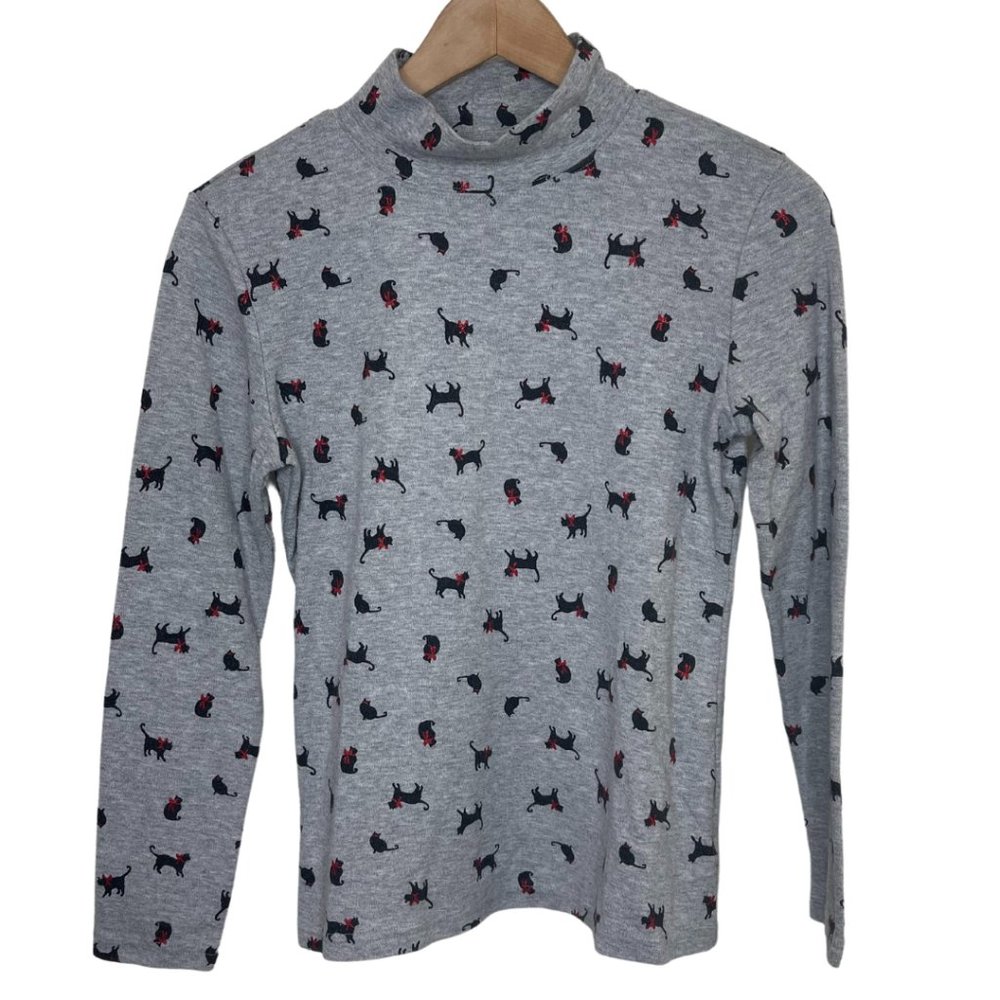 KAREN SCOTT | Petite Women’s Cat & Bow Christmas Mock Neck Turtleneck | Size PS